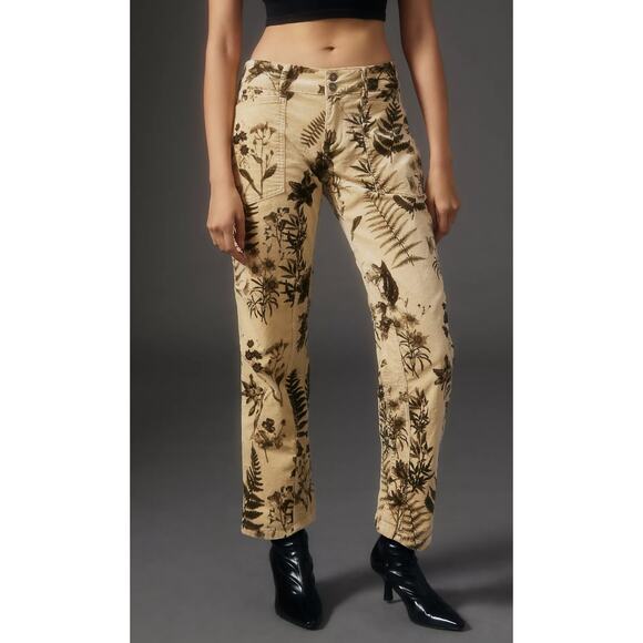 Anthropologie Pilcro The Wanderer Low-Rise Pants Printed Corduroy Size 28 Casual - Picture 1 of 16